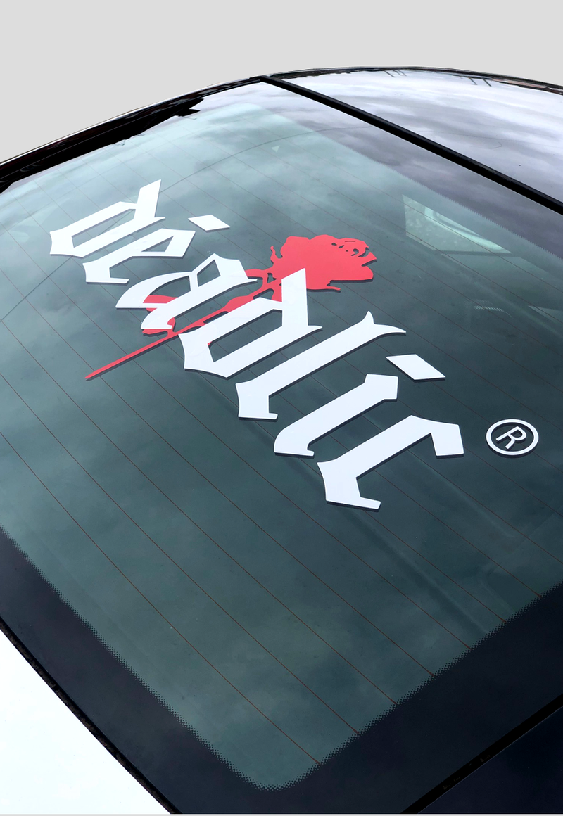 DEADLIC® Rose Rear Windscreen Sticker  white - Large 58cm