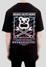 DEADLY AUTOMOTIVE Black T-shirt (With Back Print)