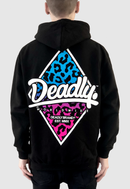 Deadly Leopard Pullover Hoodie Back print blue to pink fade