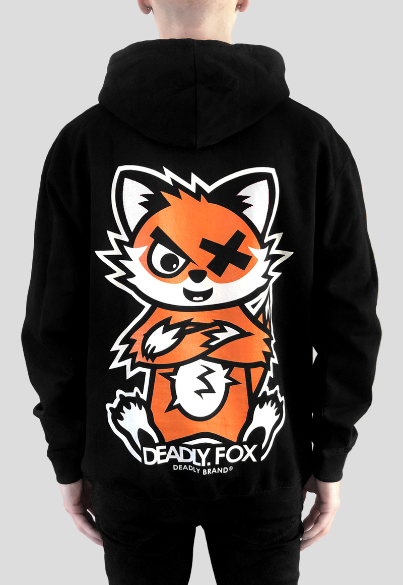 DEADLY. FOX Hoodie by DEADLY BRAND Oversize back print orange and white