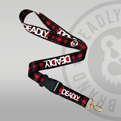 Deadly Tartan Lanyard Red Deadly Brand key ring lanyards