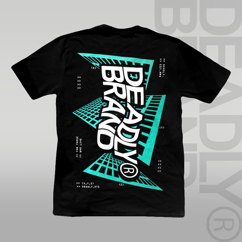 DEADLY BRAND® Coding T-shirt (With Back Print) mint and white oversized print black t-shirt